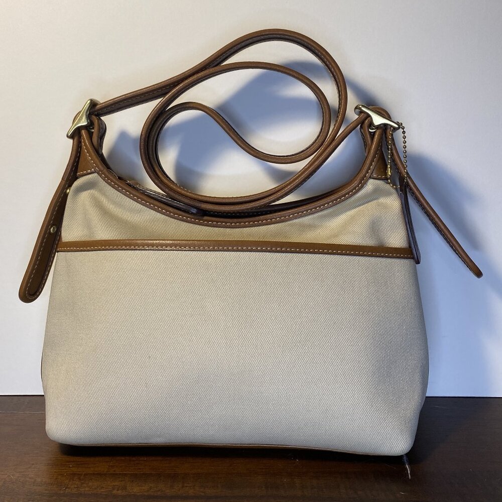 Coach Legacy 9123 Natural Tan Canvas Brown Leather Crossbody Hobo Vintage Y2k